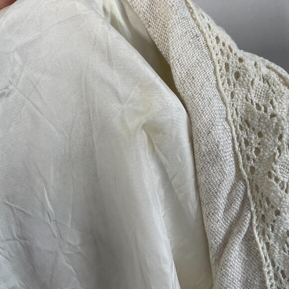 Vintage 60s 70s Jacket Lace Linen Women S Beige Mod Boho Summer Resort - Picture 3 of 12